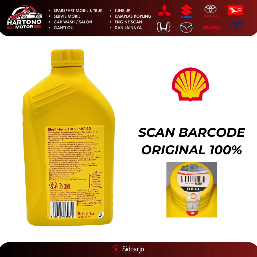 Jual Oli Mobil Shell Helix HX5 15W-40 1 Liter Original Barcode Scan ...