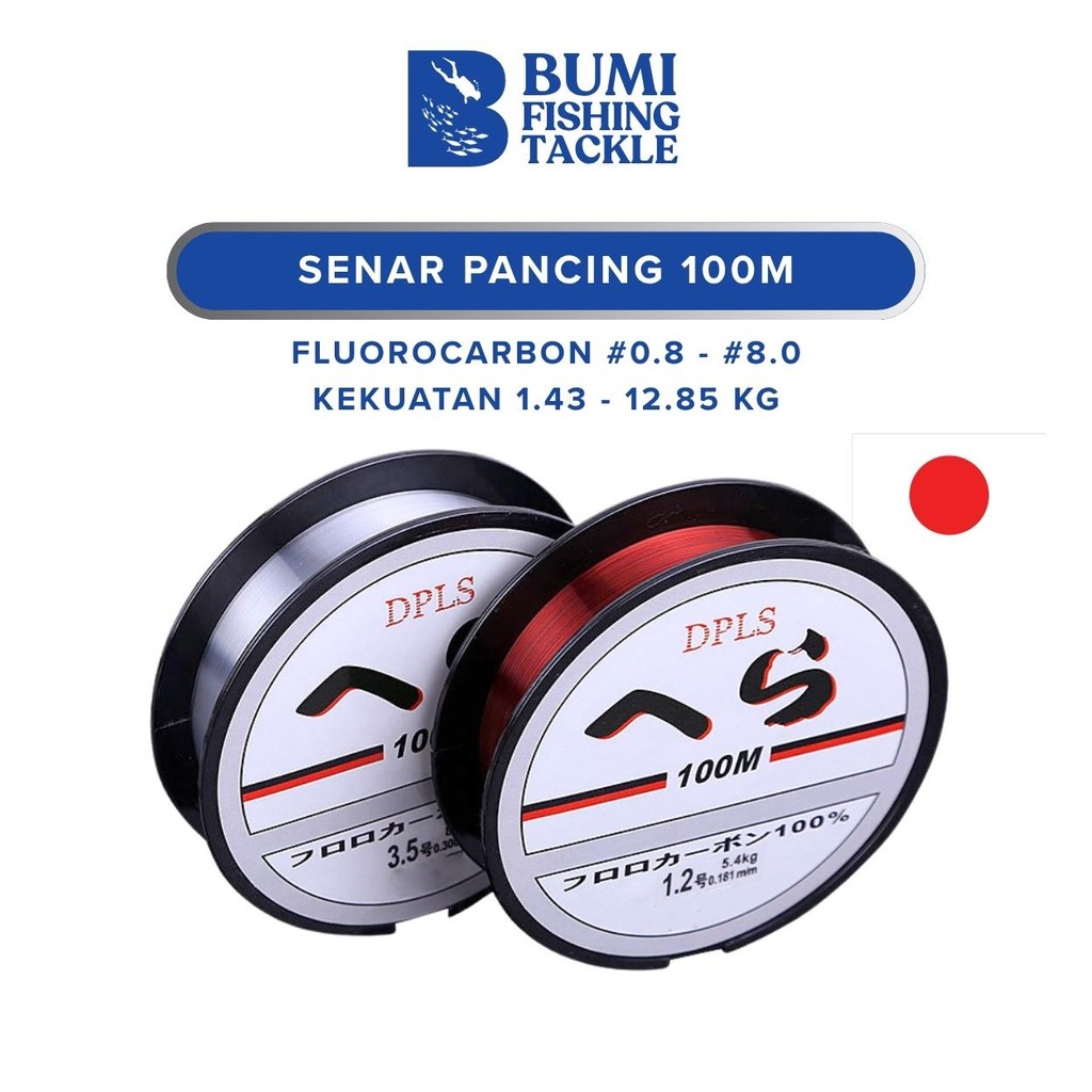 Jual Bumi Fishing Senar Pancing 100m Nylon Fluorocarbon Leader Kuat ...