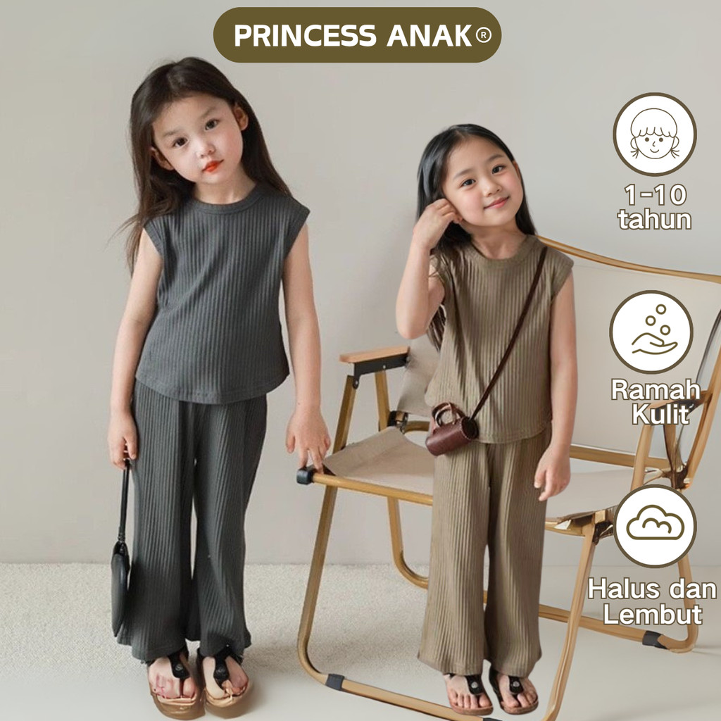 Jual [PRINCESS ANAK] 1-10 Tahun setelan anak cewek one set luna crop ...