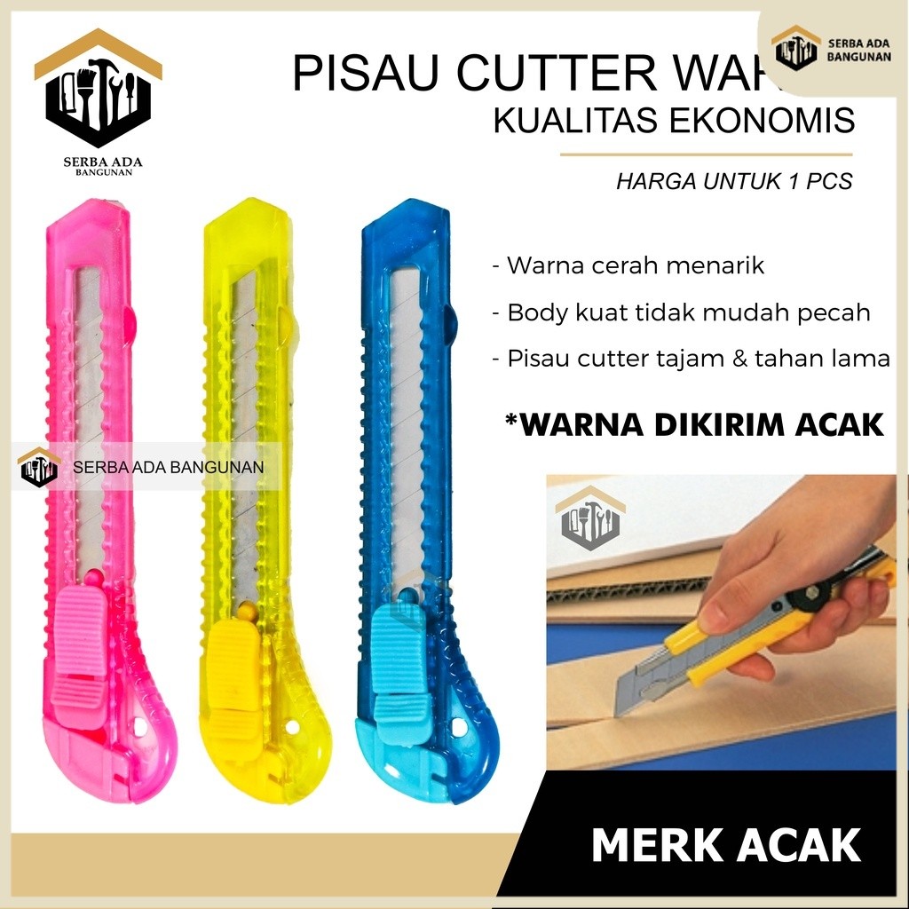 Jual SAB Pisau Cutter Ukuran Besar 18mm / Transparan Warna Warni Cuter ...
