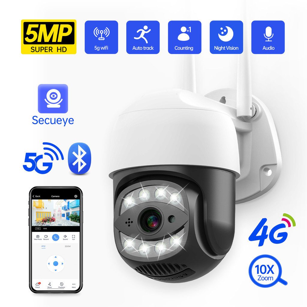 Jual 4G Sim Card IP Camera 5MP WiFi PTZ Waterproof Camera 1080P ...
