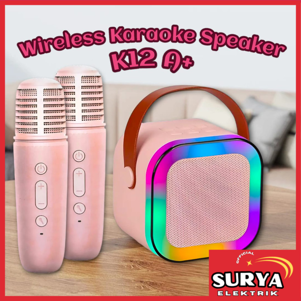 Jual Karaoke Set Mini K12 Speaker Mic Mikrofon Bluetooth Wireless ...
