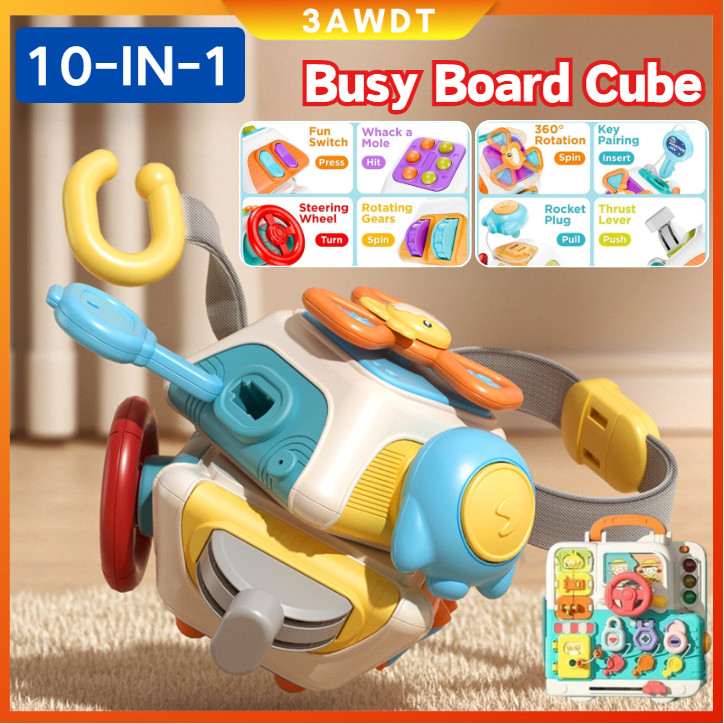 Jual 【COD】10-IN-1 Baby Busy Board Cube Mainan Sensorik Montessori Busy ...