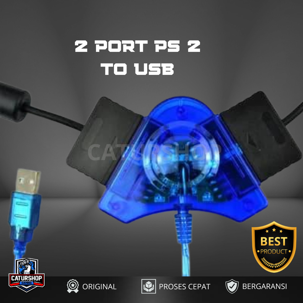 Jual PlayStation 2 USB Controller Adapter PS2 to PC 2 Port Adapter / 2 ...