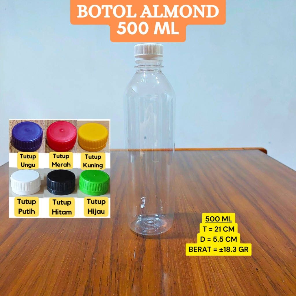 Jual Botol Almond 500 ml / Botol Minuman Plastik 500ml / Botol Jus Kopi ...