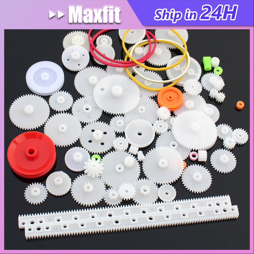 Jual 75pcs/Set Plastic Gear Rack Shaft Pulley Belt KIT for DIY Robot ...