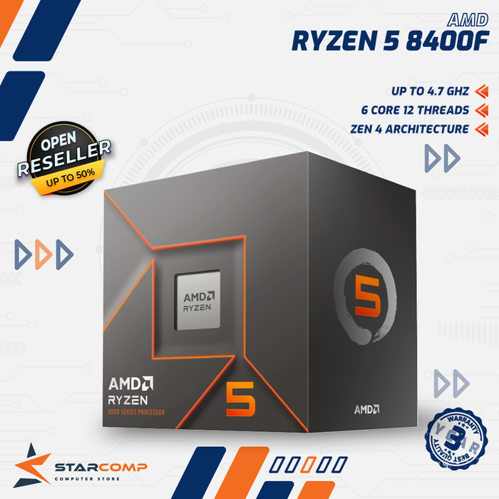 Jual AMD Ryzen 5 8400F 4.2Ghz Up To 4.7Ghz Cache 16MB 65W AM5 | Shopee ...