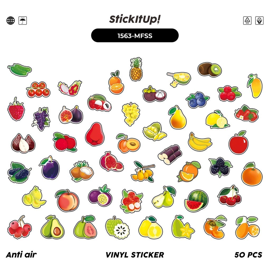 Jual COD 100 Pcs Stiker Pack Mix Fruits / Buah - Buahan Lucu Aesthetic ...