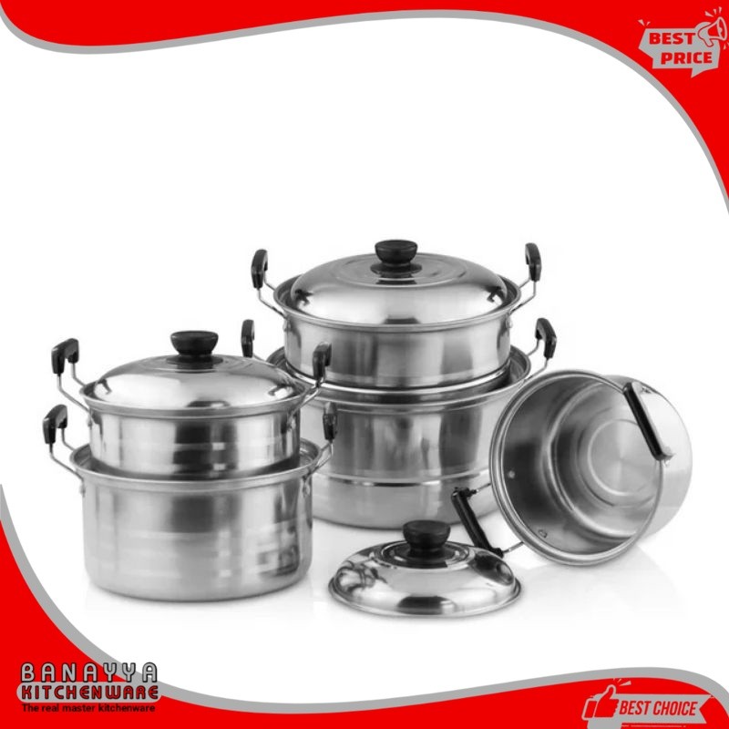 Jual panci set kingko 555 stainless isi 5 set + steamer | Shopee Indonesia