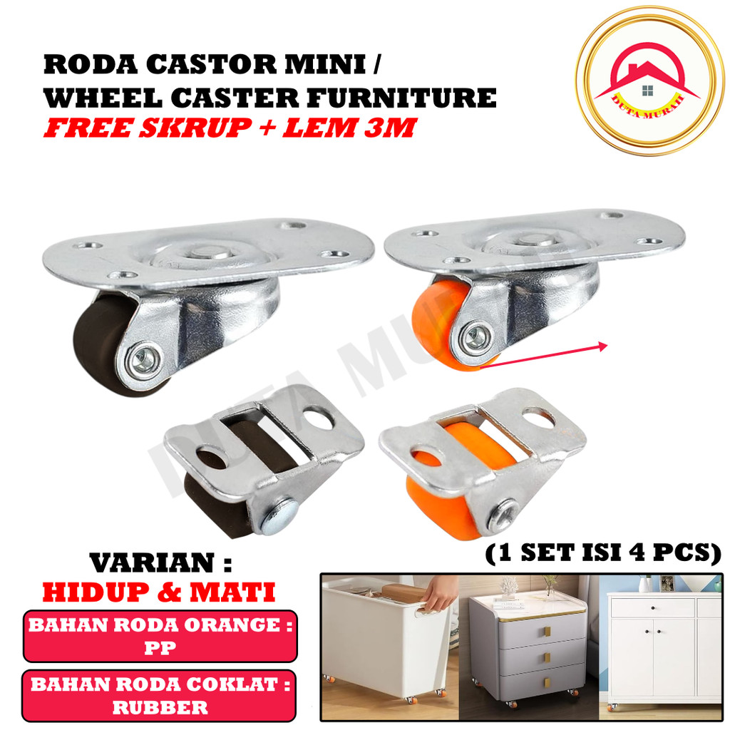 Jual Roda Kastor Mini 0.5 Inch Hidup & Mati Wheel Caster Plat Oval ...