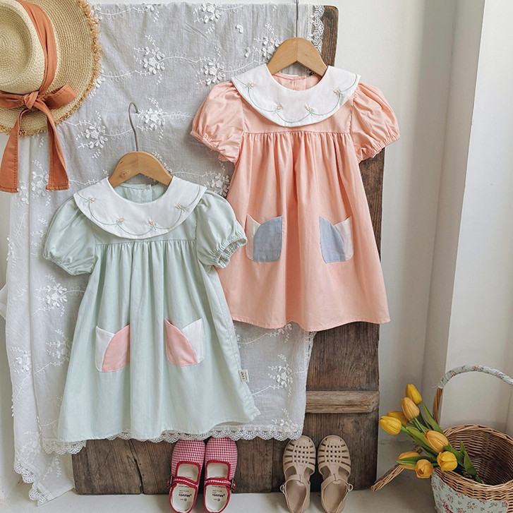 Jual LALELOKIDS dress dudu cream import bunga bordir kerah sailor bordir |  Shopee Indonesia