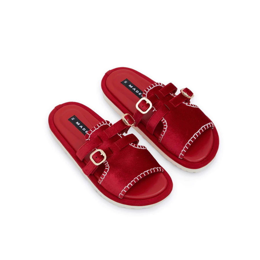 Double Buckles T-Platform - Red