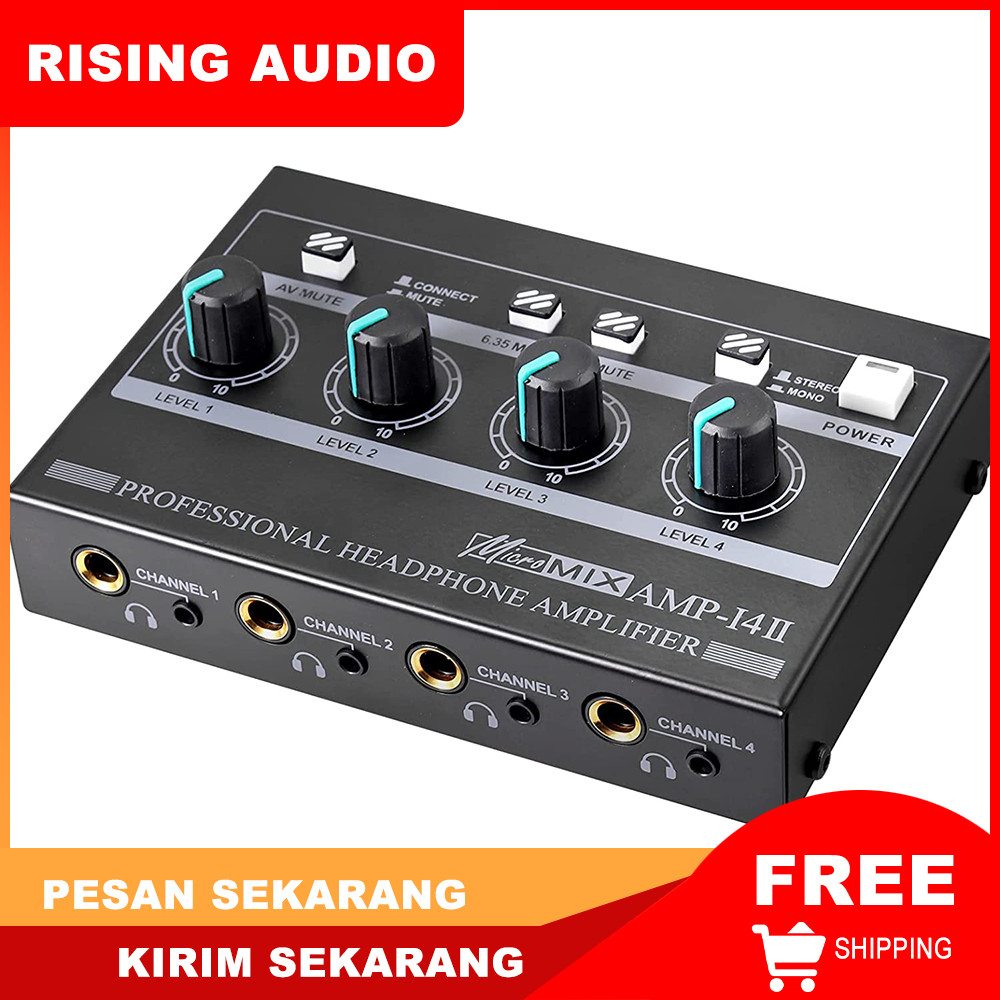 Jual RISING AUDIO Comp Stereo 4 Channel Headphone Amplifier AMP-14 4 ...