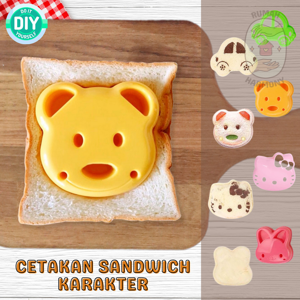 Jual Cetakan Roti Sandwich Bentuk Lucu Beruang Kelinci Mobil Bento Rice ...