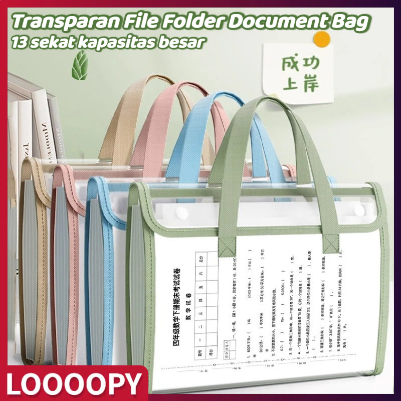 Jual LOOOOPY Transparan File Folder Document Bag Tas Dokumen File A4 ...
