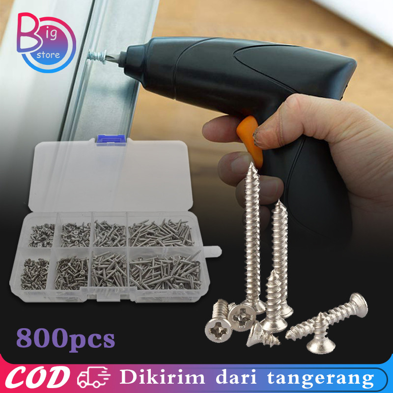 Jual Isi 800 Sekrup Kayu Self Tapping Kepala Rata Material Triplek ...