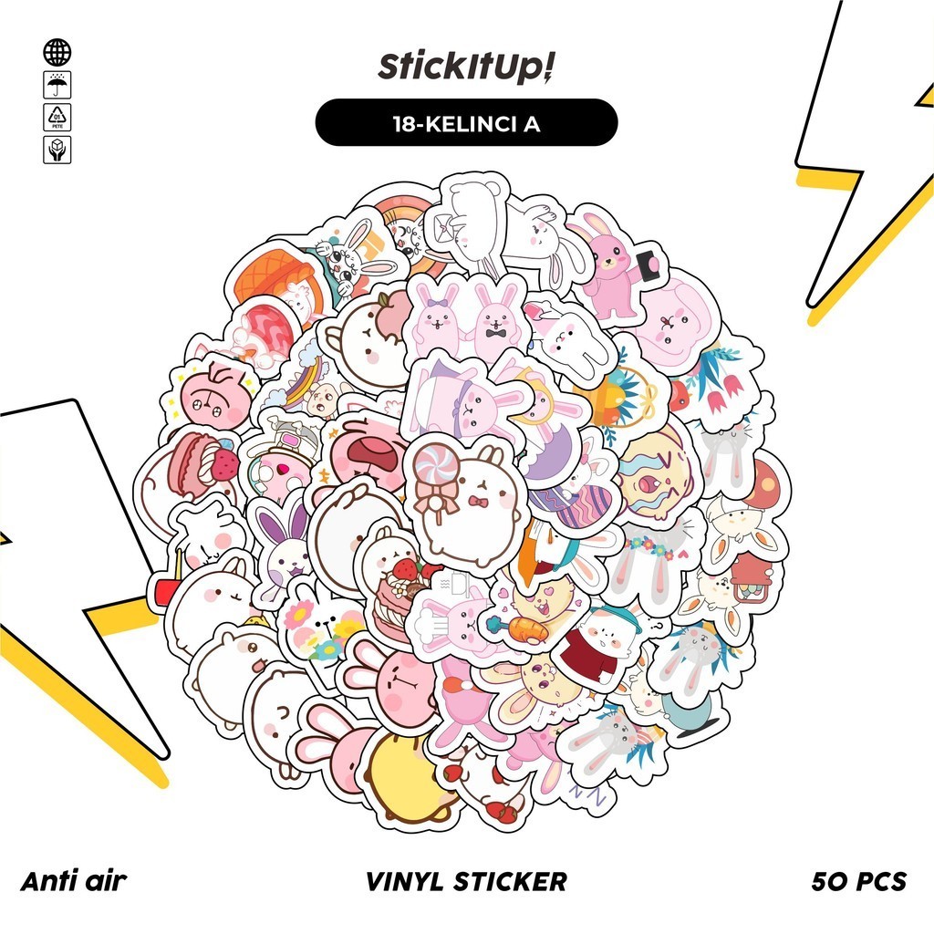 Jual COD 50 Pcs Stiker Pack Graffiti Motif Kartun Hewan Kelinci Lucu ...