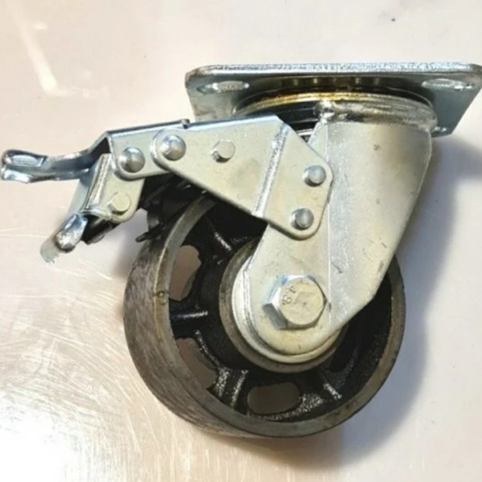 Jual Roda Troli / Caster Wheel / Roda Besi Heavy Duty 4 inch Rem ...
