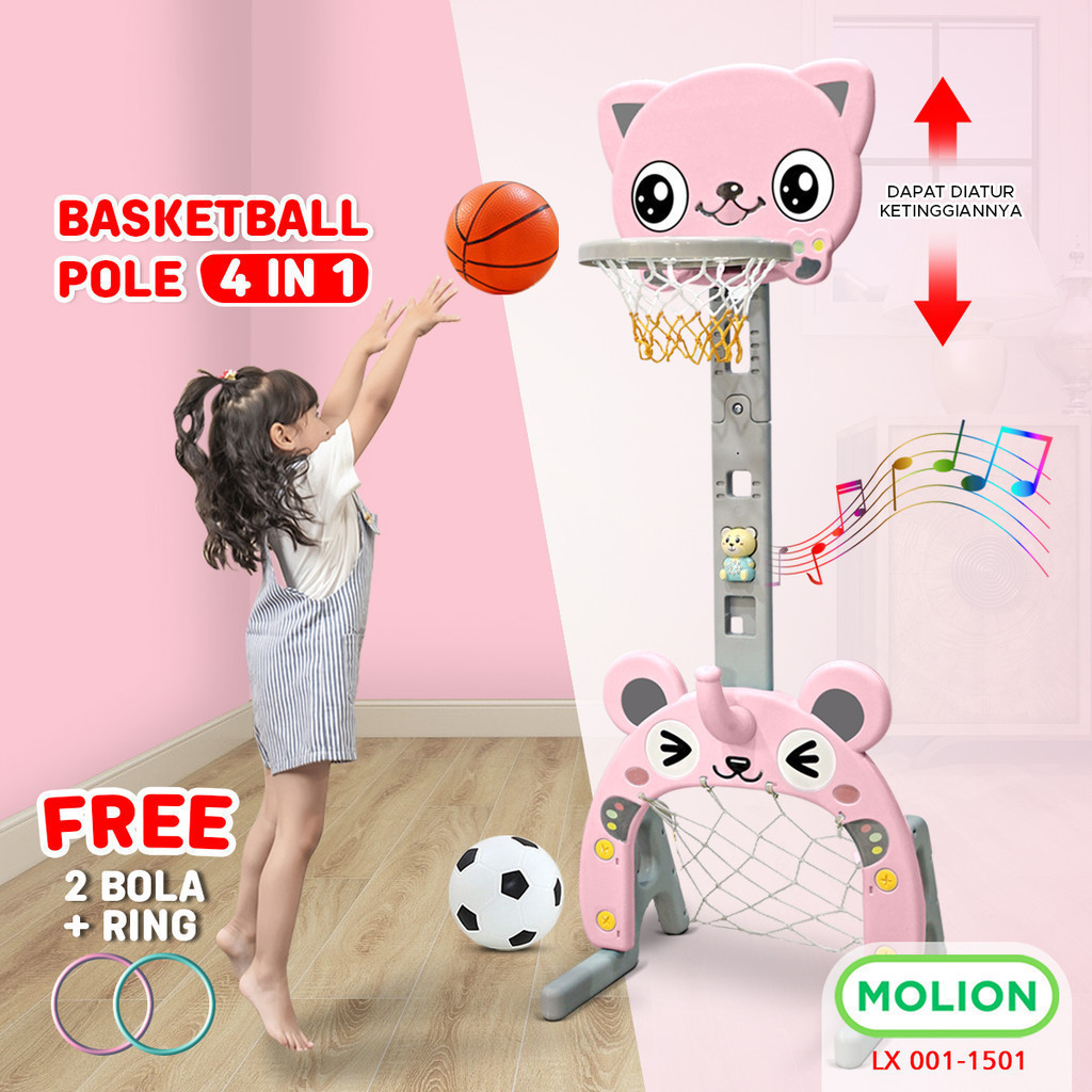Jual MOLION Mainan Ring Bola dan Basket 4in1 Basket Gawang Bola Anak ...