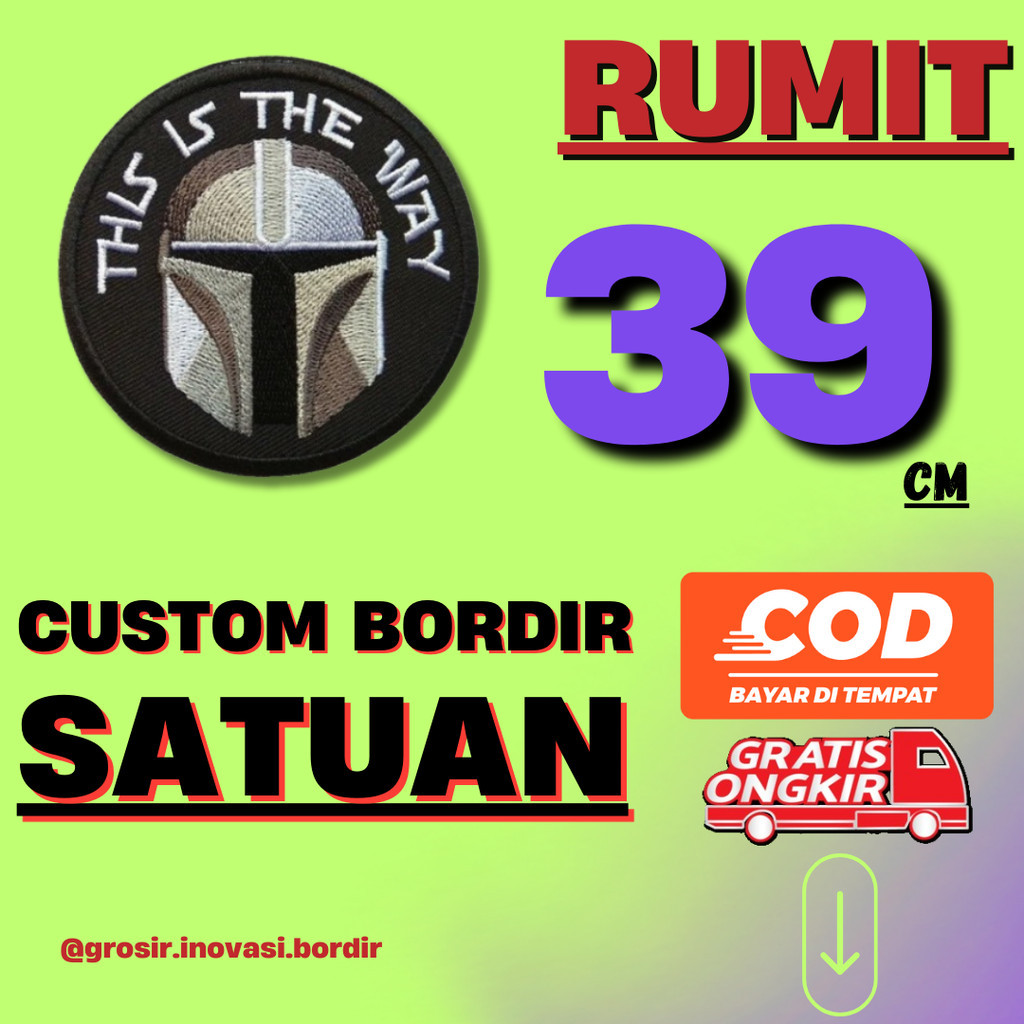 Jual Custom Bordir Satuan Gambar Bebas Ukuran 39 Cm Rumit Hasil Rapih ...
