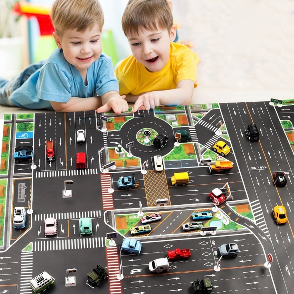 Jual Traffic Car Map Play Mat Kids Toys Climbing Toys DIY Traffic Road ...