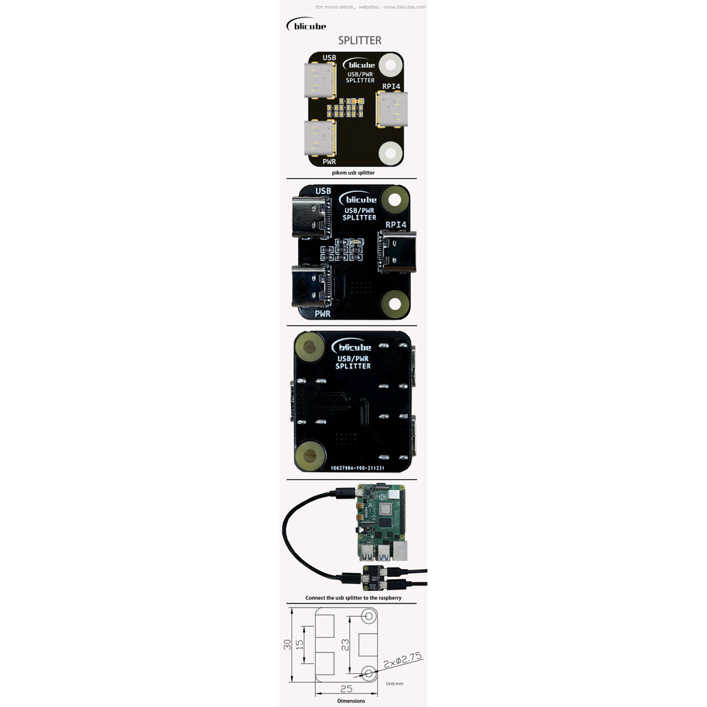 Jual USB/Power Splitter for Raspberry Pi BliKVM and PiKVM 