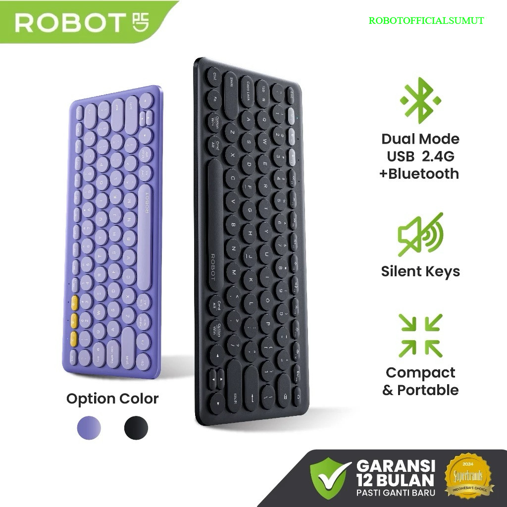 Jual ROBOT KB40 Keyboard Wireless 3 Koneksi Bluetooth USB Silent Keys ...
