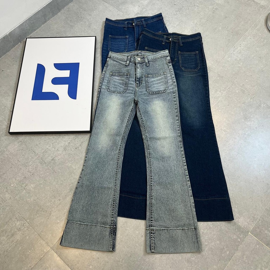 Jual LF Alice Jeans Pocket Highwaist Cutbray Jeans Retro Lipat