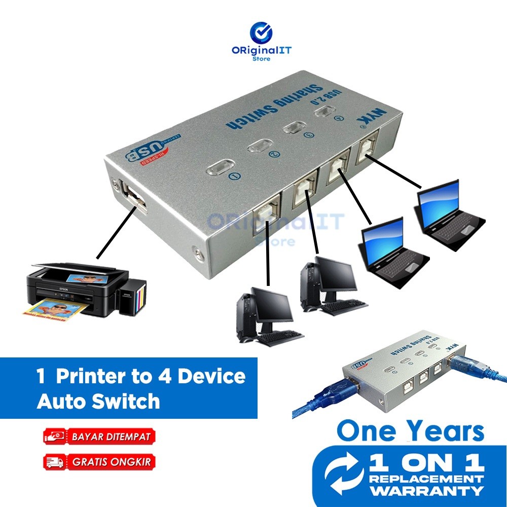 Jual USB Sharing Paralel Printer 2 Port 4 Port Manual Auto Switch ...