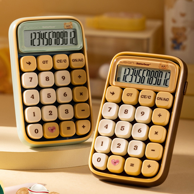 Jual Butter Bear Mechanical Button Calculators Handheld Stylish Polka ...