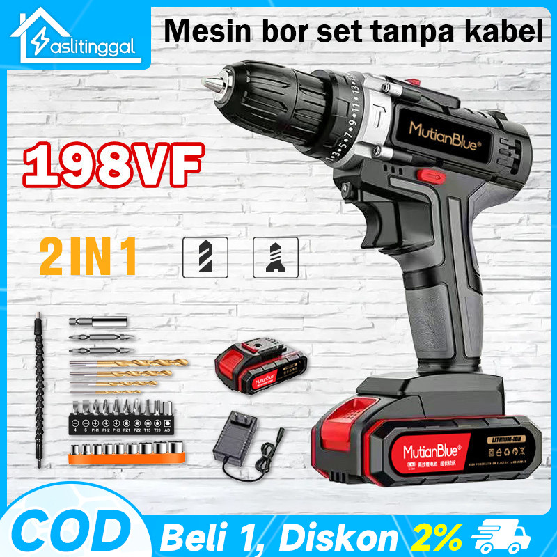 Jual Mesin Bor Bor Baterai Bor Listrik Bor Tanpa kabel 198VF Mesin ...
