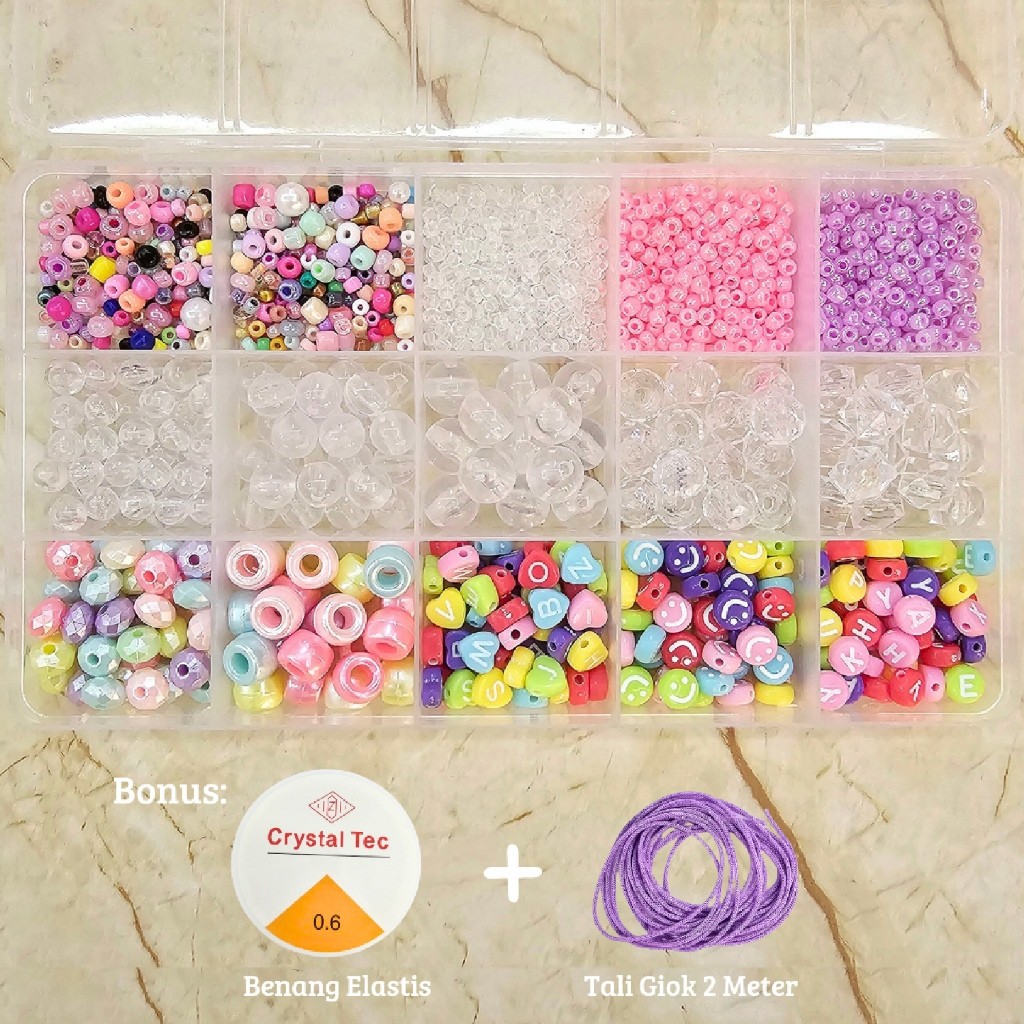 Jual Set Manik Manik Murah Lucu 1 Box DIY Beads - SM012 Bahan