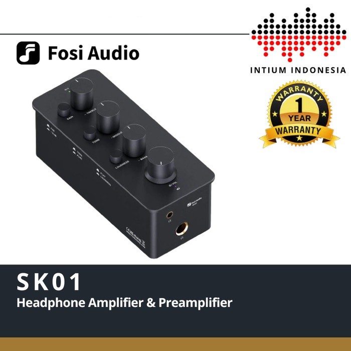 Fosi Audio SK01 Headphone Amplifier Equalizer Preamp with Bass Midrange Treble Tone Control and Loudness Compensation Portable Class A Analog Amp for Electric Guitar Instrument with 3.5/6.35mm