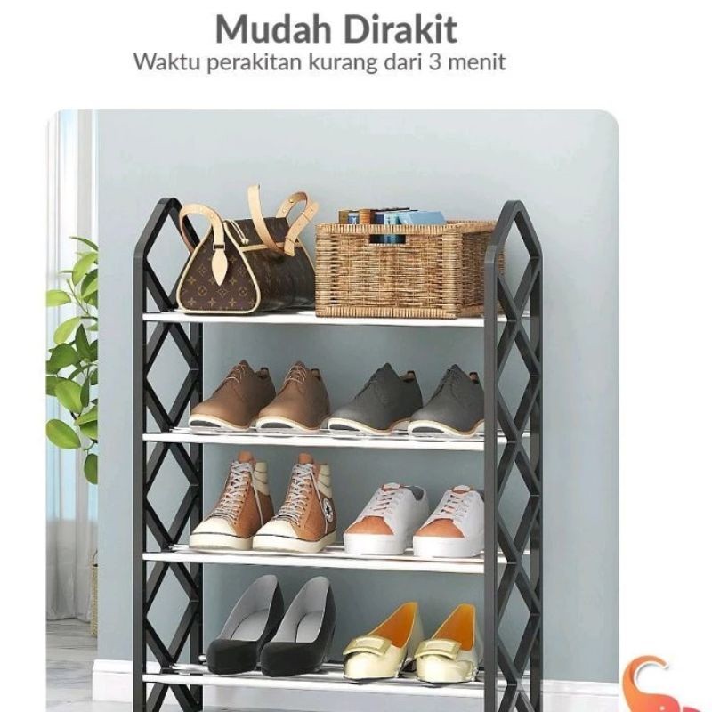 Jual Rak Sepatu 4 susun Plastik Stainless Rak Sandal Serbaguna Design ...