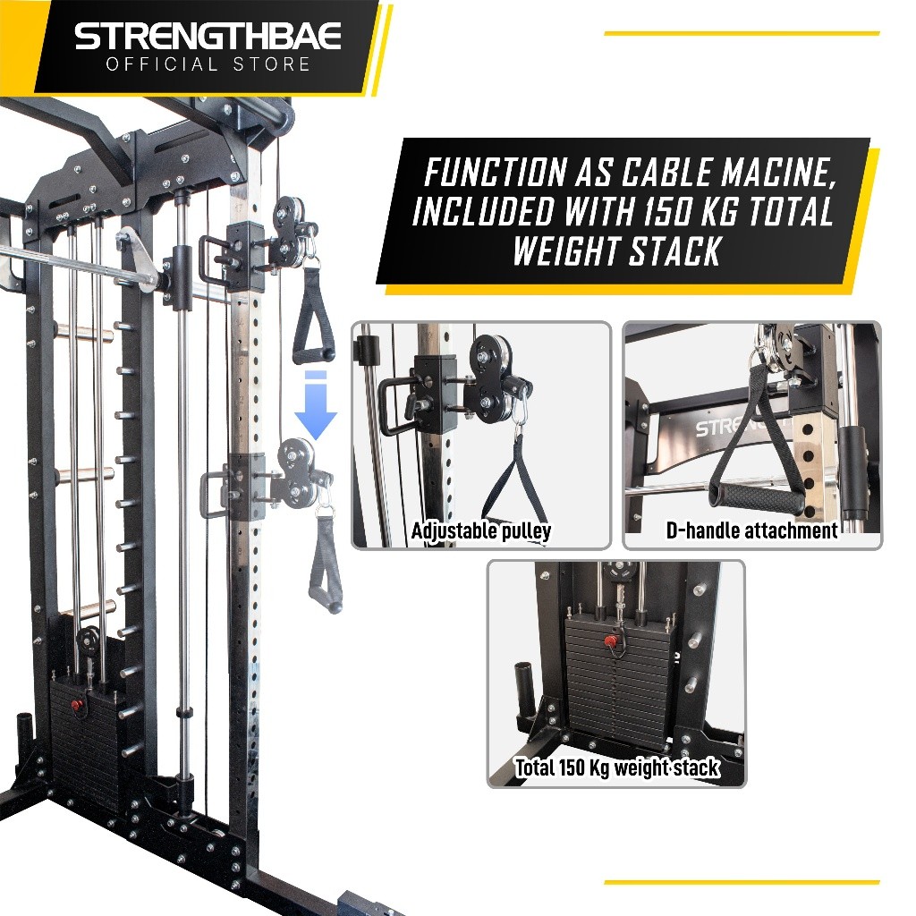 Jual All In 1 Trainer STRENGTHBAE Power Rack Smith Machine Cable ...