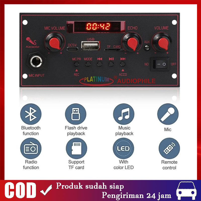 Jual Modul MP3 Decoder Bluetooth Karaoke Amplifier 2x 10W Multimedia ...