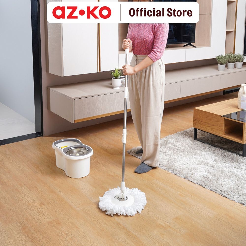 Jual AZKO Proclean Set Alat Pel Putar Dengan Ember Peras - Putih Kain ...