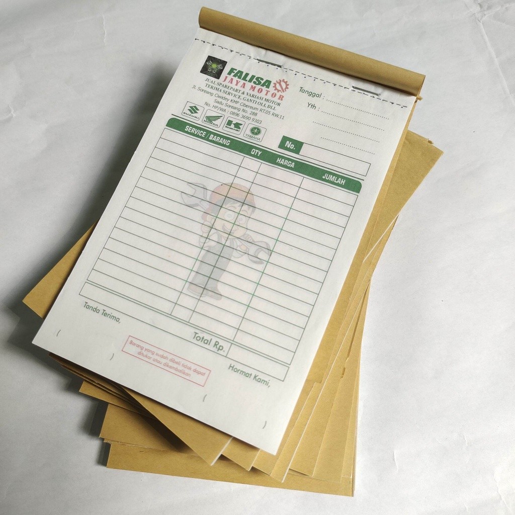 Jual Cetak Nota Costum 1/4 2 ply Nota geratis dsain murah nota geratis ...