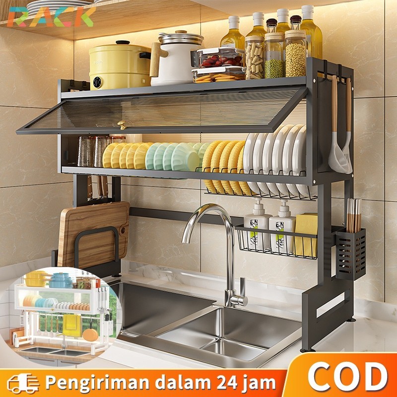 Jual Rak Piring Wastafel With Cover Stainless Steel Rak Piring Tertutup ...
