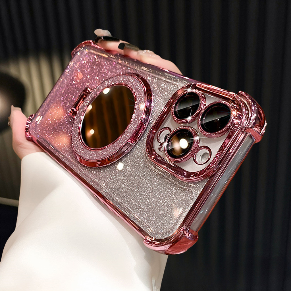 Custodia Mirror Cover Per Honor X7 | Con Finestra, Specchio E Supporto | Placcatura Galvanica Oro Rosa | Protezione 360°