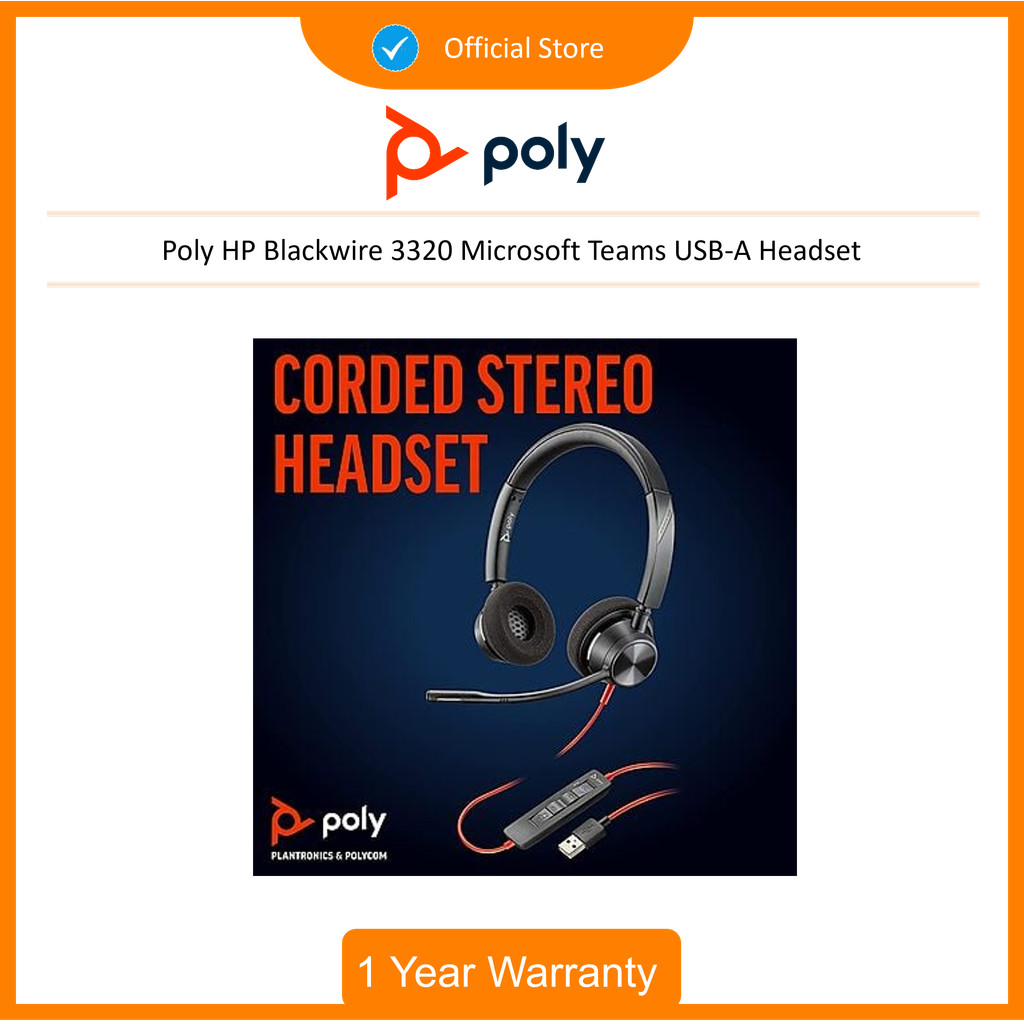 Jual Poly HP Blackwire 3320 Microsoft Teams USB-A Headset (214012-01 ...