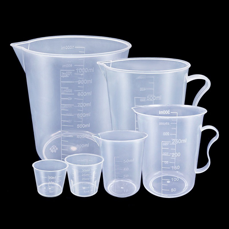 Jual 6Pcs/set Clear Plastic Graduated Measuring Cup for Baking Beaker ...