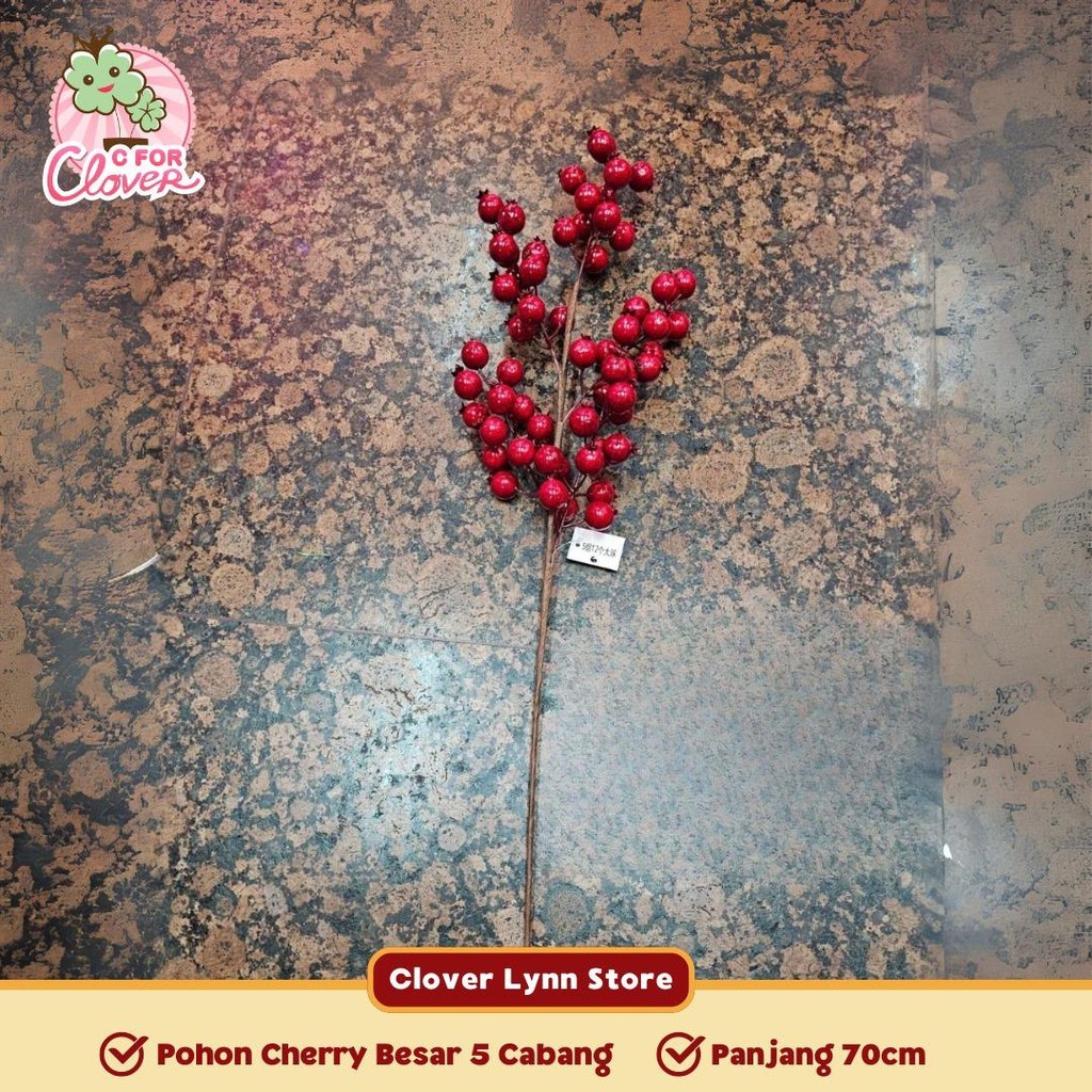 Jual HIASAN POHON RED CHERRY ARTIFICIAL DEKORASI IMLEK vas vace tree ...