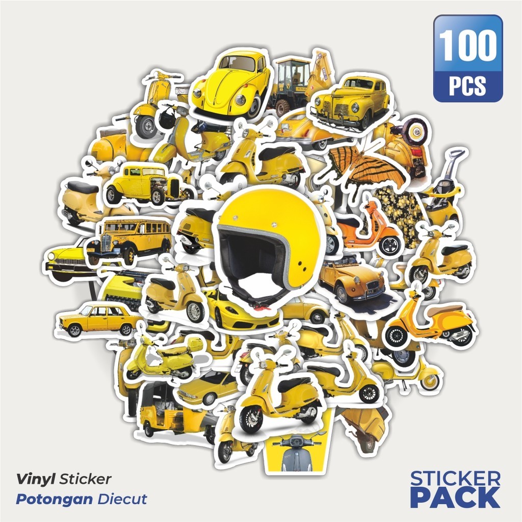 Jual MURAH 100 PCS Stiker Mobil Motor Vespa Kuning Waterproof Aesthetic ...