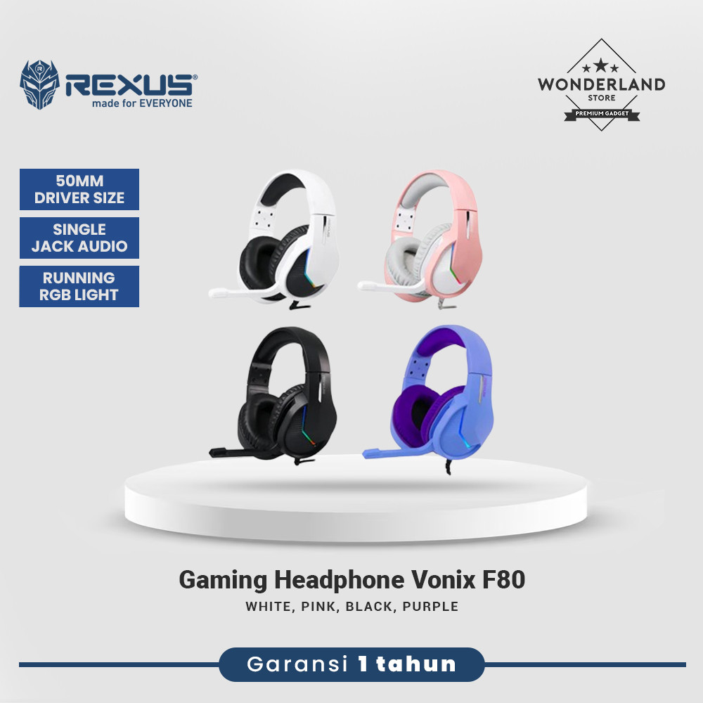 Jual Rexus Headphone Gaming Vonix F80 Over Ear RGB 50mm Driver with ...