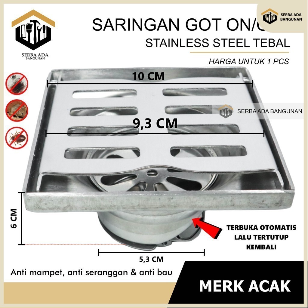 Jual SAB Floor Drain Sargot Kuningan Stainless - 4 Inch Model On Off ...