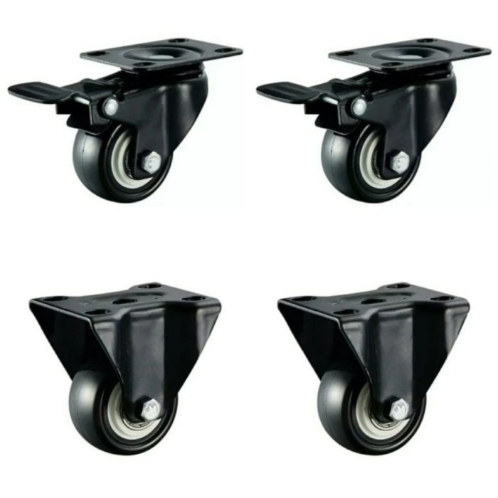 Jual Roda Pu Black 2 inch Plat (2Rem 2Mati) | Shopee Indonesia