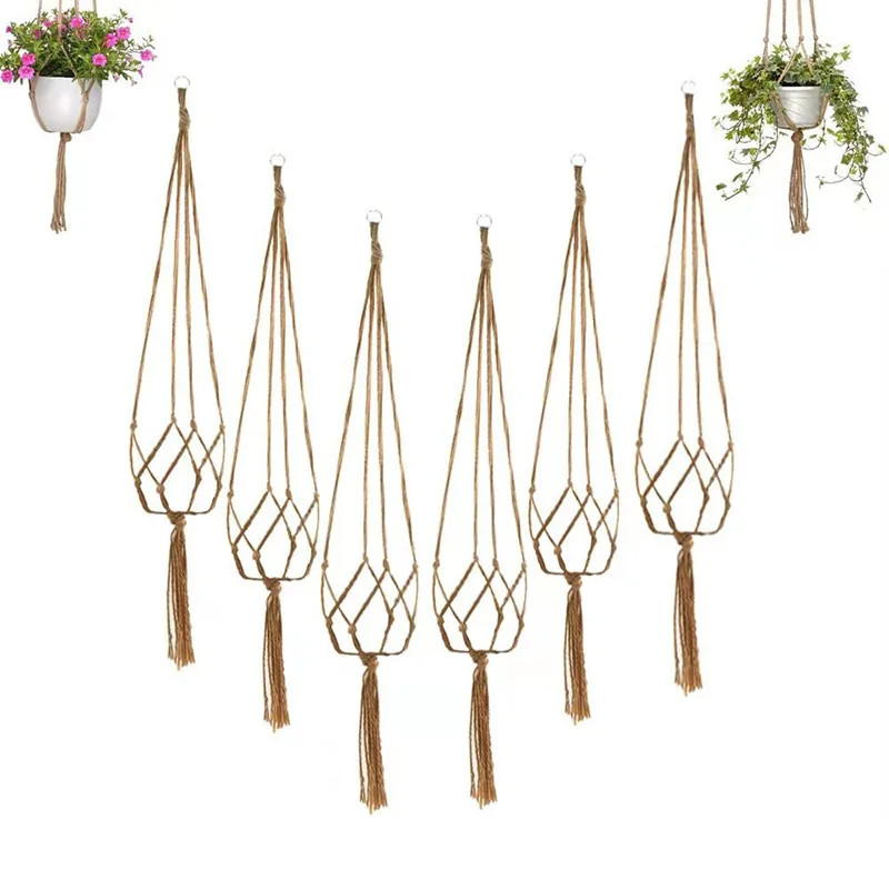 Jual Handmade Macrame Hemp Rope Plant Hanger Basket Woven Hanging ...