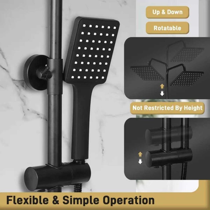 Jual Shower Set Kuningan 3 Jalur Air – Desain Minimalis Hitam, 2 Kepala ...
