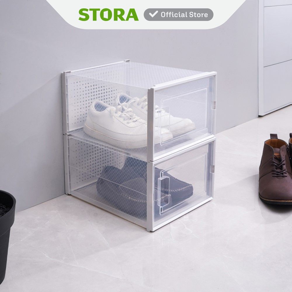 Jual Stora Set Kotak Sepatu Wanita Shoe Box Storage Container Sepatu ...